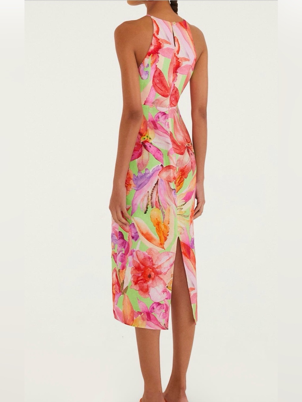 Farm Rio Artsy Flora linen mide dress - Picture 2 of 6